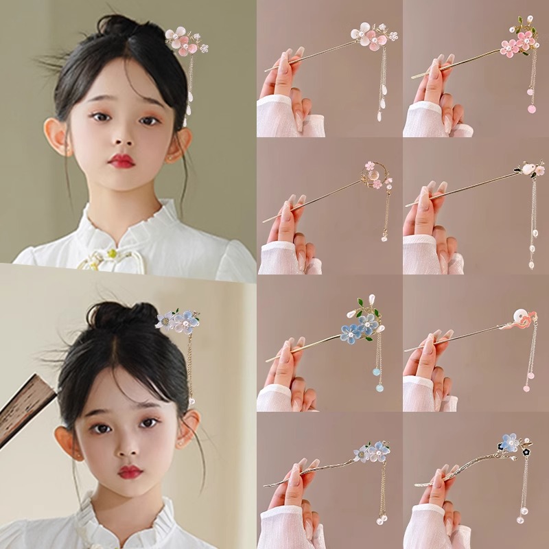 Corazón dulce de niña rosa pinzas de cabello para niñas estilo nacional vestido de caballo pinzas de estilo chino pinzas de cabello de alta sensibilidad pinzas de cabello tocado