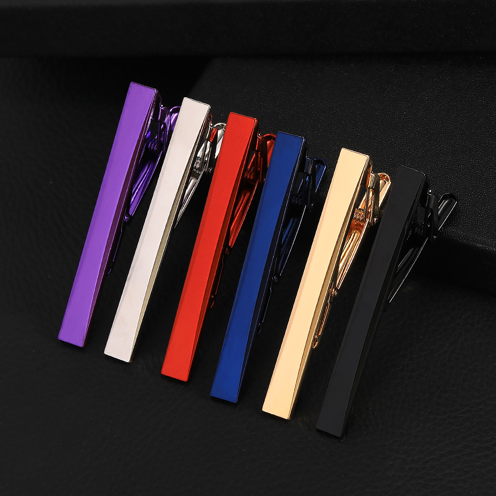 European and American Fashionable Men's Electrophoresis Colorful Metal Copper Tie Clip Business Collar Clip Accessories Source Factory New Product