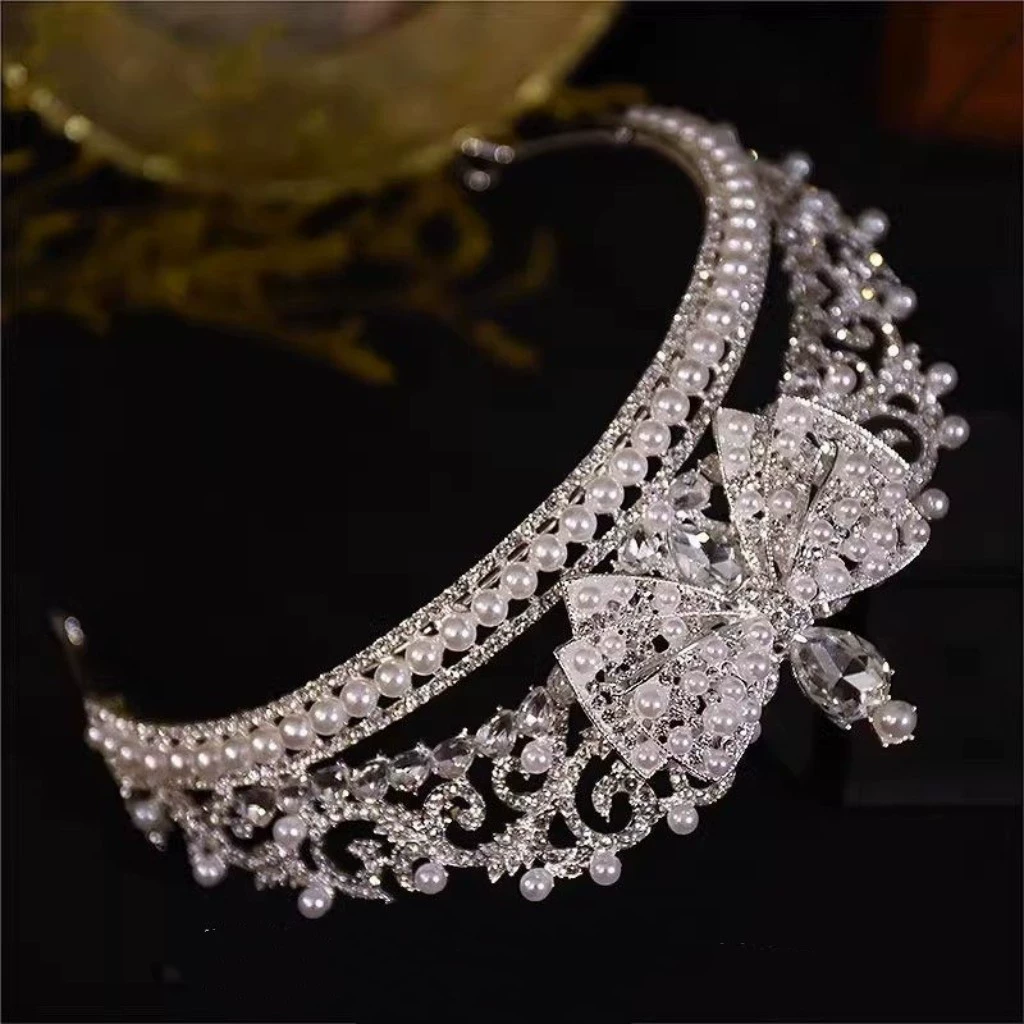 Cute creative crown with bow for bride, accessories, new collection