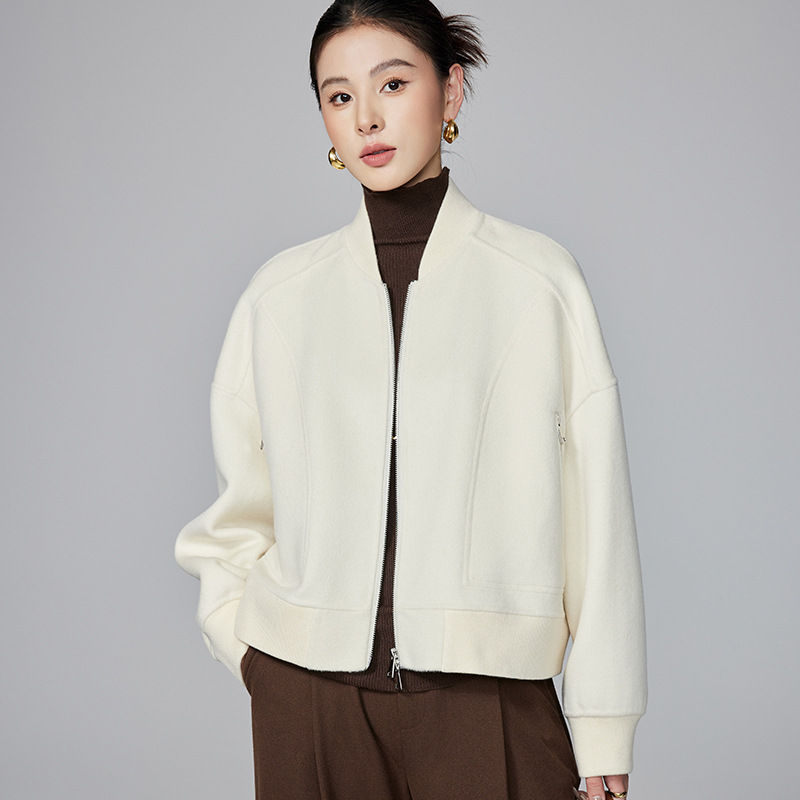 【XUDAFA】24冬濮院短款夹克毛呢外套女小个子休闲棒球服羊毛大衣