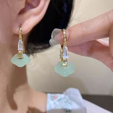 2025绿色祥云如意平安锁耳扣女气质设计感网红爆款百搭旗袍耳环女