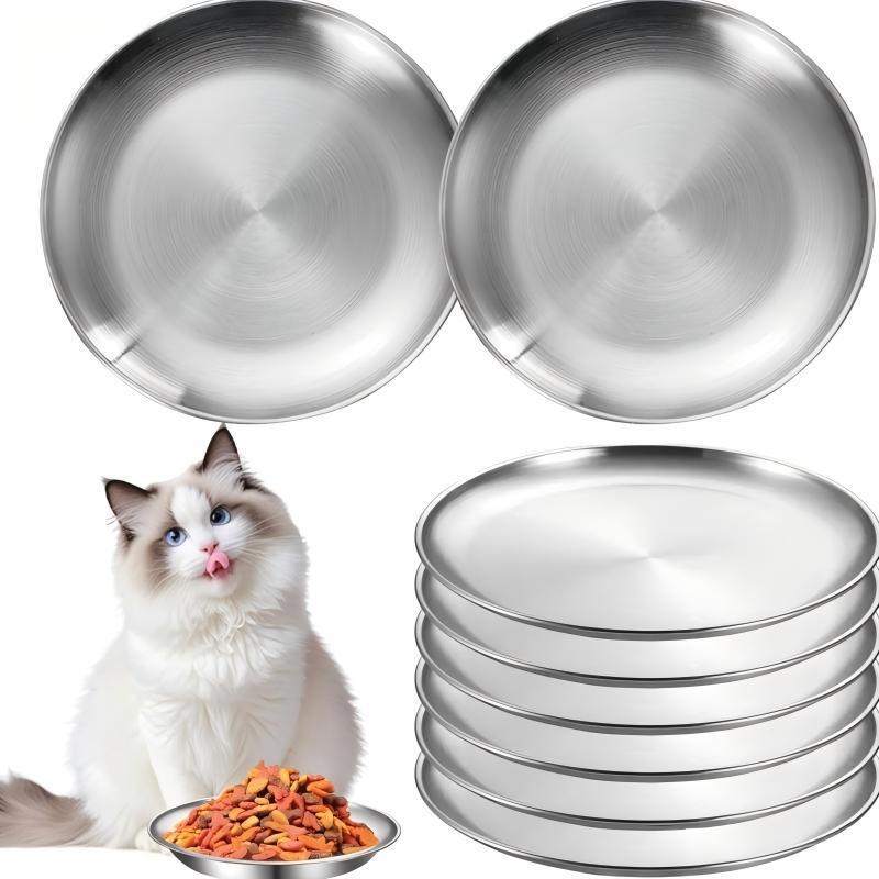 Amazon 6.7-Inch 4-Piece Set of Stainless Steel Cat Food Dishes with Shallow Mouth and Whisker Protection Design, Easy to Clean, Indoor Feeding Flat Dishes Amazon 6.7-Inch 4-Piece Set of Stainless Steel Cat Food Dishes with Shallow Mouth and Whisker Protection Design, Easy to Clean, Indoor Feeding Flat Dishes