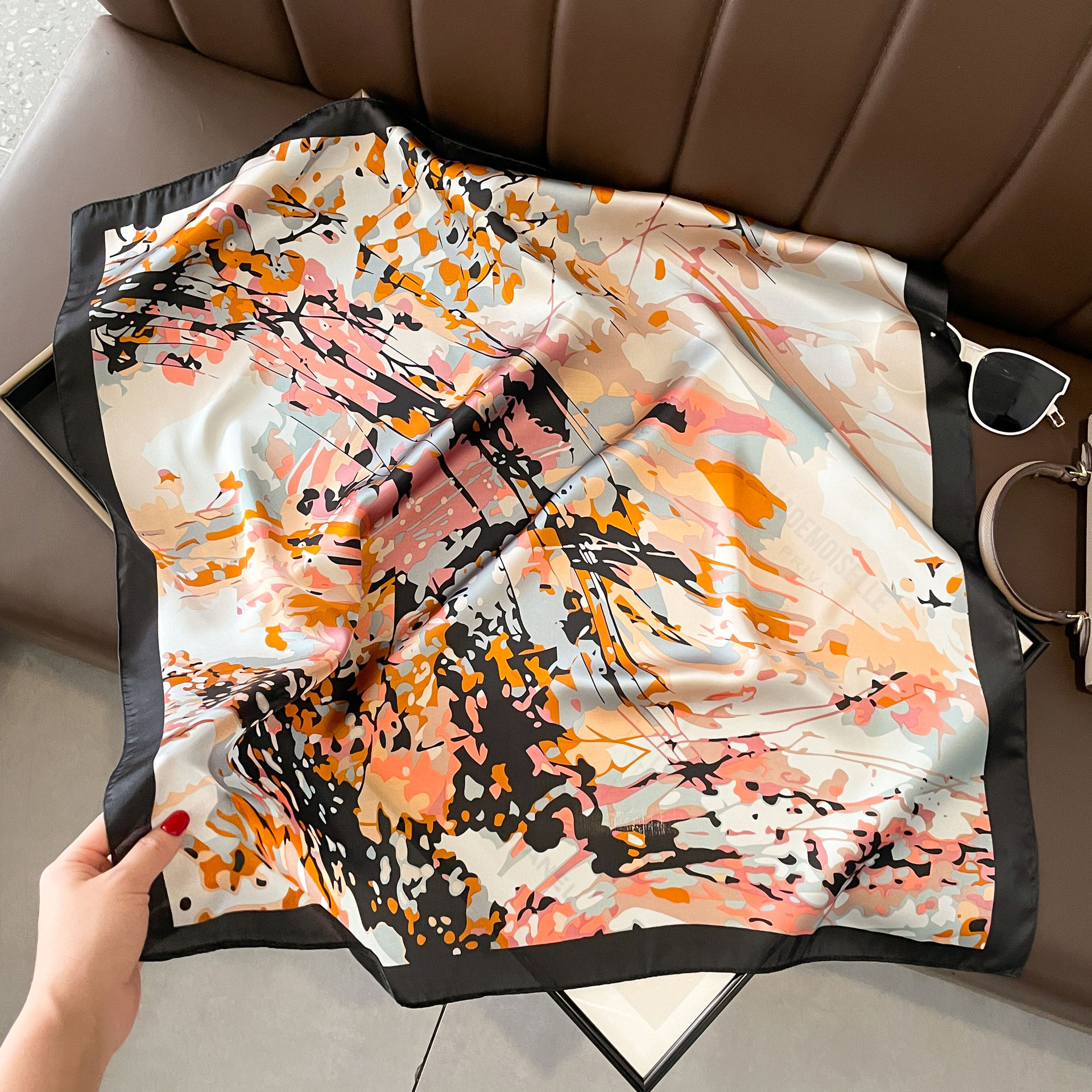 62g Weight Silk Scarf Classification Holiday, Daily Occasion Polyester Material Flower Pattern Spring&Summer Season Women's Gender Elegant, Korean Style Style Women's Elegant Korean Style Flower Polyester Silk Scarf 5