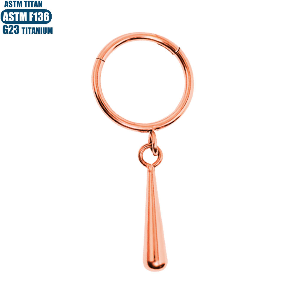 F136 Titanium Alloy Seamless Open Ring Earring Water Drop Shape Ear Piercing Jewelry detail image 7