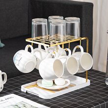 家用水杯架创意置物架客厅茶杯玻璃倒挂沥水挂架放茶杯子欧式托盘