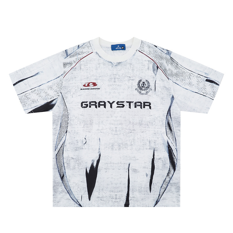 2025 American Retro Sports Jersey Short-sleeved T-shirt Men's and Women's Summer Fashion Brand Couple Loose Niche Half-sleeved T-shirt