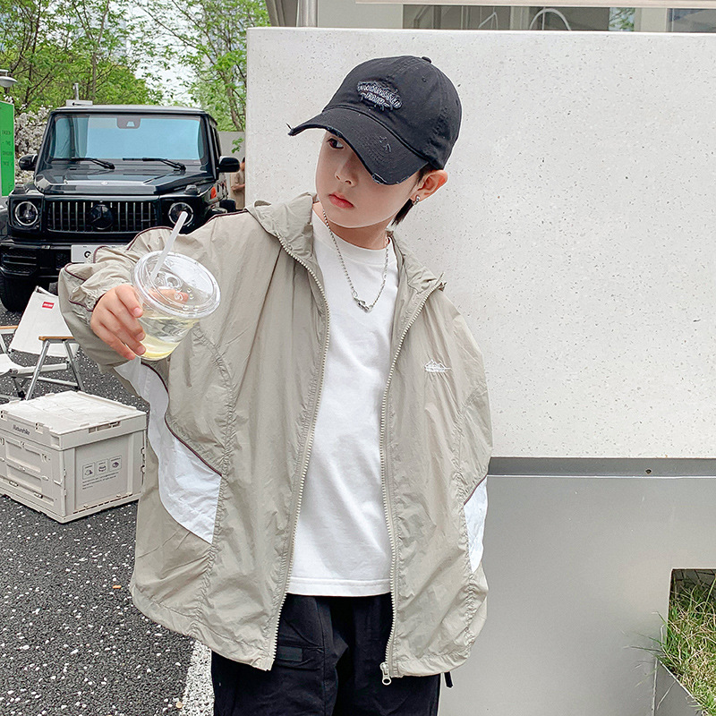 男大童夏季防晒衣2025新款轻薄透气空调衫儿童运动冰丝防晒服外套