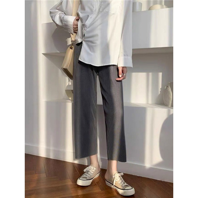 Short Men Wear Cropped Wide-leg Pants with Draping Sense Ice Silk Pants Women's Spring and Summer Thin Short Men Casual Pants All-match