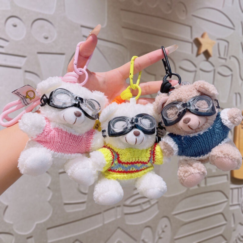 Cute Plush Toy Keychain Small Pendant Doll Pilot Sweater Bear Bag Pendant Doll Small Gift