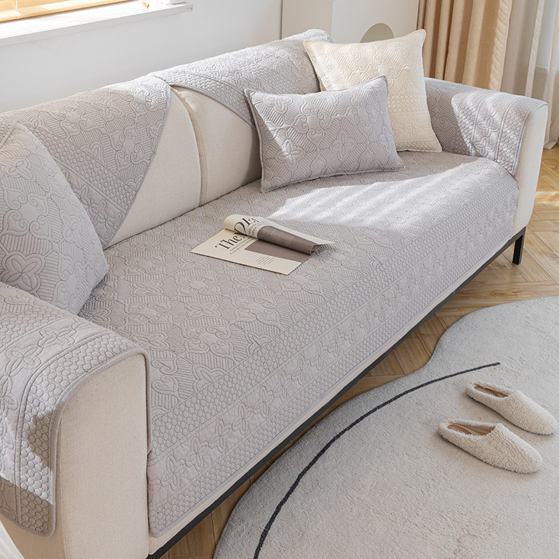 Cojín de sofá de algodón puro de comercio exterior Four Seasons tela antideslizante de algodón puro simple cojín de asiento universal moderno al por mayor 2023 Nuevo