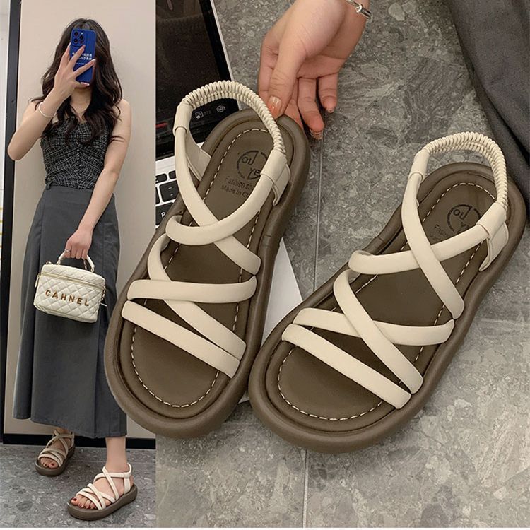 Fashionable universal beach black sandals open toe platform
