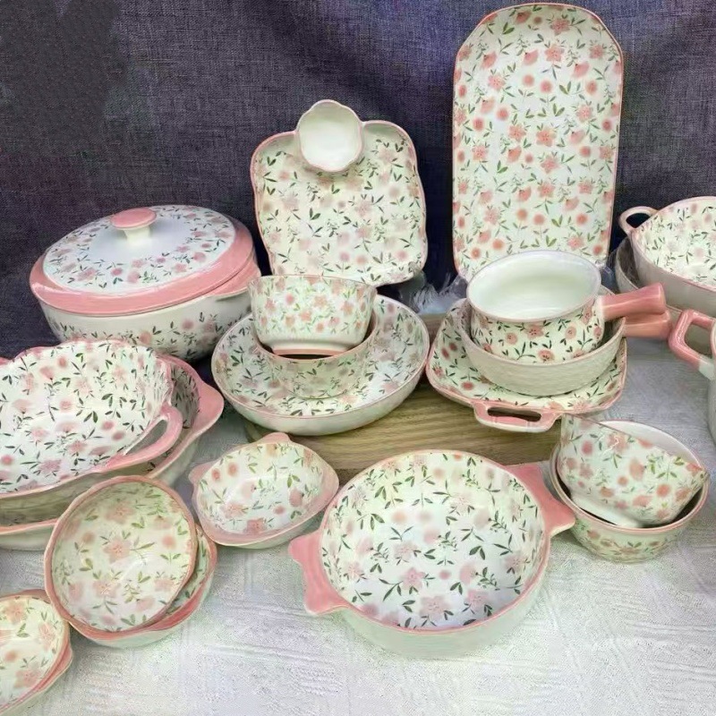 Japonés retro dibujado a mano pequeño tazón de cerámica de flores, tazón de arroz casero, tazón de fideos, tazón de sopa, platos de platos de sopa creativos en línea