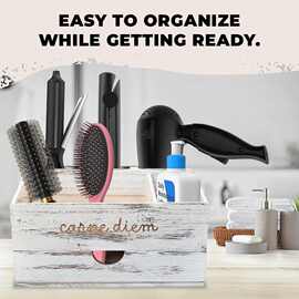 木质浴室收纳盒定亚马逊化妆品整理造型工具吹风机收纳架盒厂家制