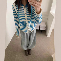 多巴胺配色条纹毛衣外套女秋冬款内穿外搭连帽卫衣大码彩色系穿搭