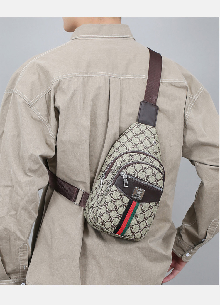 Cross-border chest bag, men's crossbody bag, travel shoulder bag, large-capacity leather bag, sports small backpack, multi-functional men's bag undefined