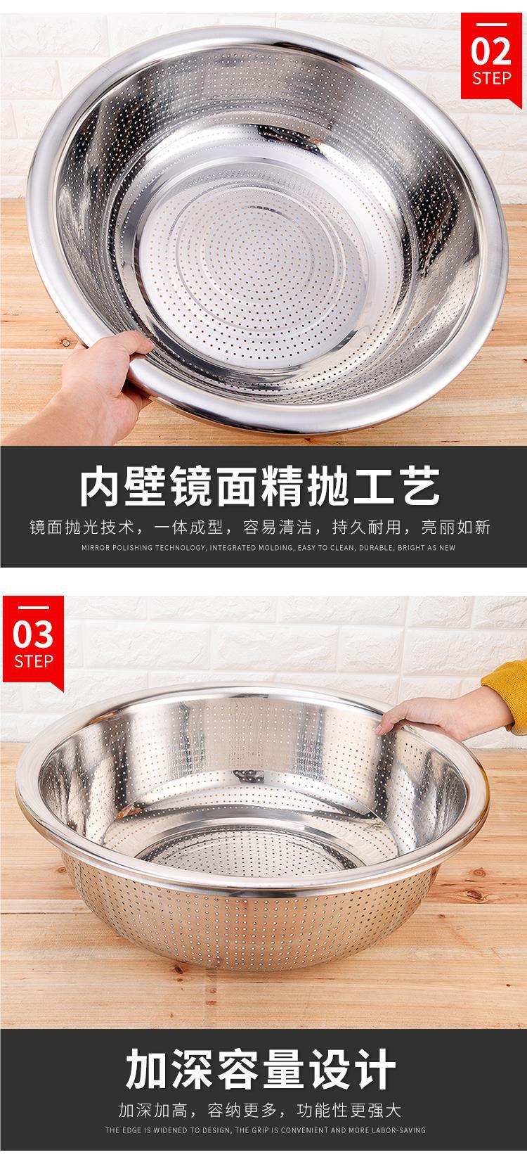 不锈钢漏盆盆大号其他淘米水盆 水果篮筛沥洗菜盆圆形漏盆淘米加-阿里巴巴