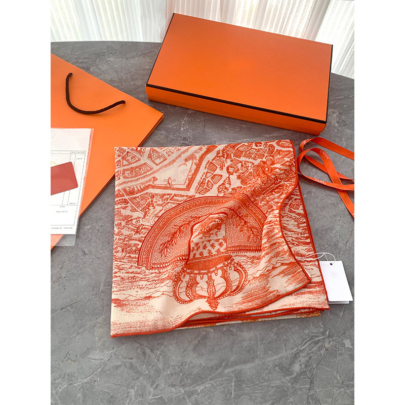 2026 New Year Edition City of Horses Silk Cashmere Large Square Scarf Mulberry Silk Scarf for Women Elegant Versatile Shawl Silk Scarf