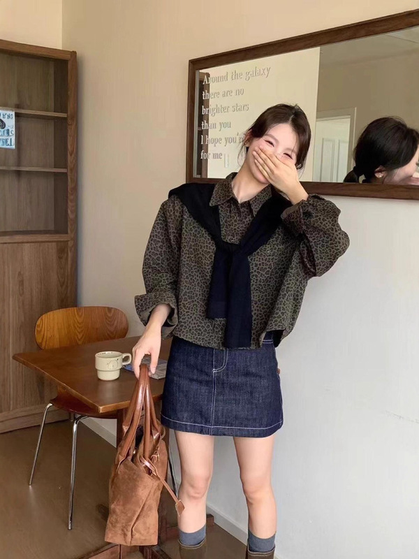 高端披肩豹纹长袖衬衫女欧洲站25秋季新款韩版时尚百搭显瘦夹克潮|undefined