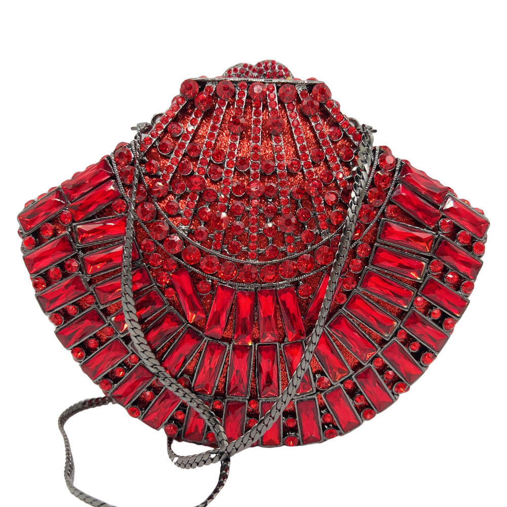 Stone clutch bolsas de cena de cristal rojo con diamantes huecos transfronterizos con diamantes completos de mano bolsas de mujer bolsas de vestido de fiesta