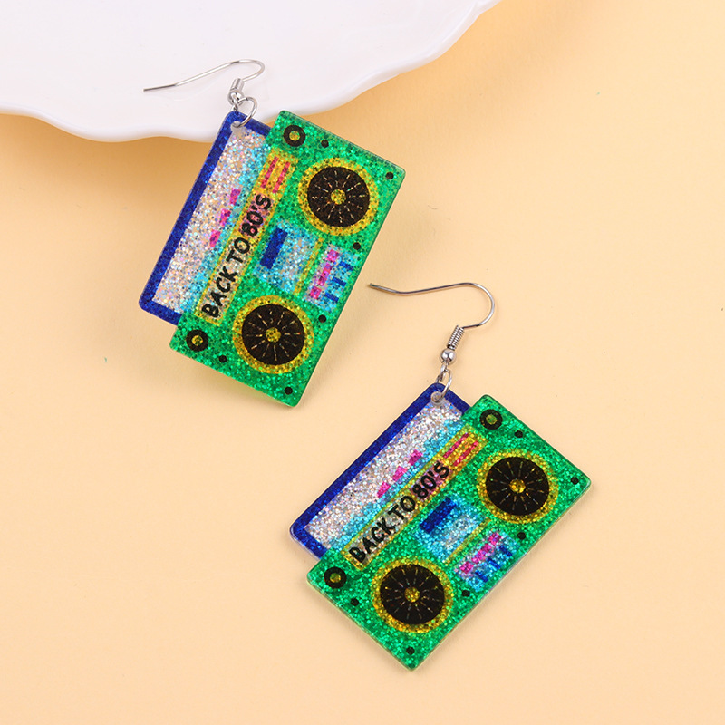 ヨーロッパとアメリカの ins90 年代のレトロなイヤリングカラフルな光沢のあるテープアクリルパーソナライズされたクリエイティブイヤリングイヤリング女性用|undefined