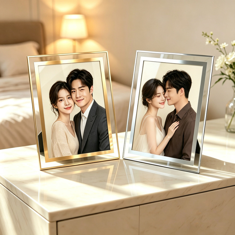 Transparent glass 6inch photo frame, empty frame, tabletop display, simple crystal 56 7810inch A4 silver high-end photo frame Transparent glass 6inch photo frame, empty frame, tabletop display, simple crystal 56 7810inch A4 silver high-end photo frame