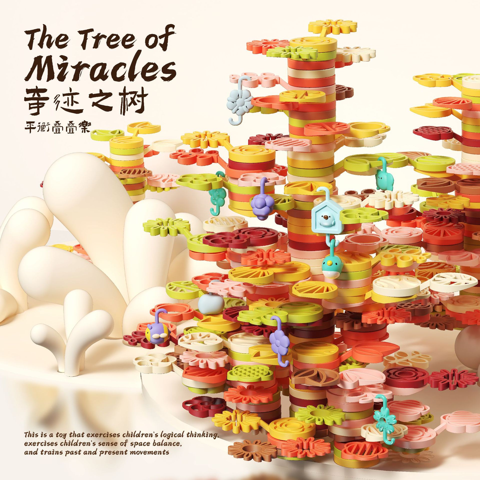 Cross-Border Children's DIY Building Blocks Stacking Tree Cartoon Cute Parent-Child Interactive Educational Balance Stacking Game