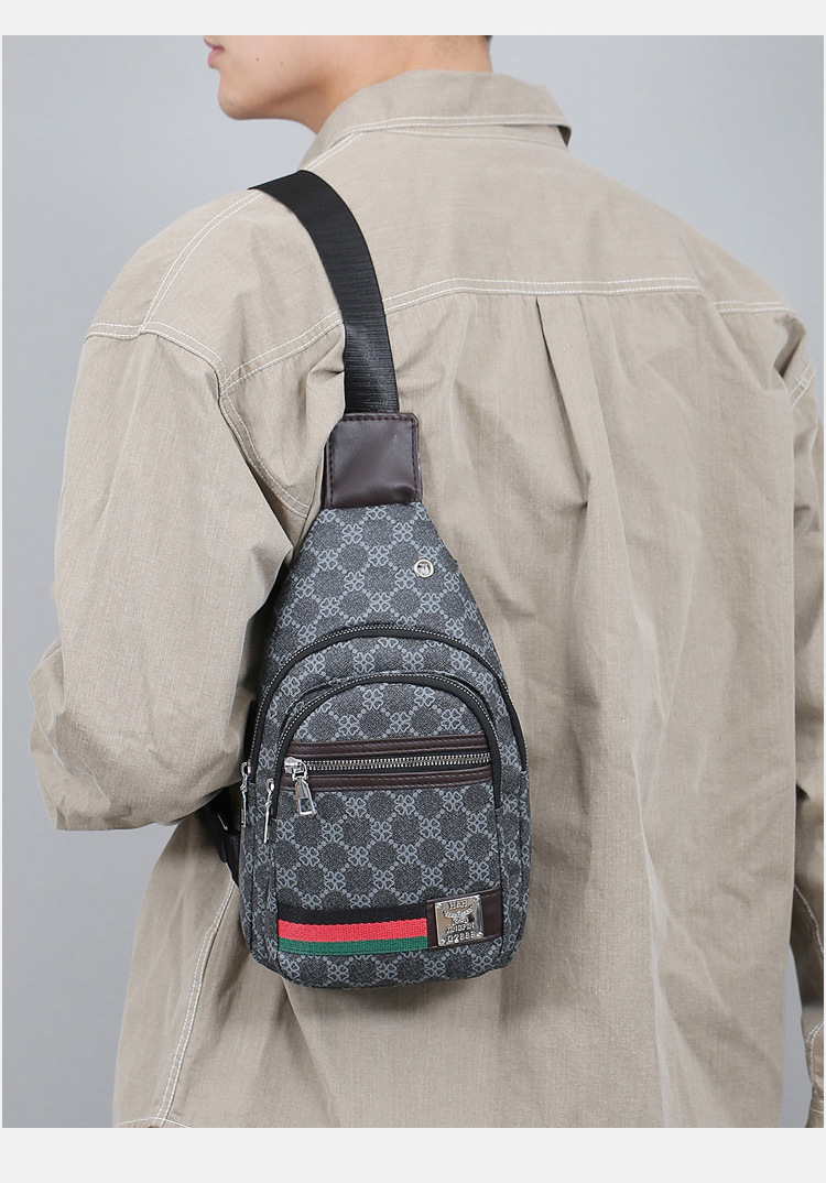 Outdoor men's chest bag, crossbody bag, travel shoulder bag, large-capacity leather bag, sports small backpack, multi-functional men's bag undefined