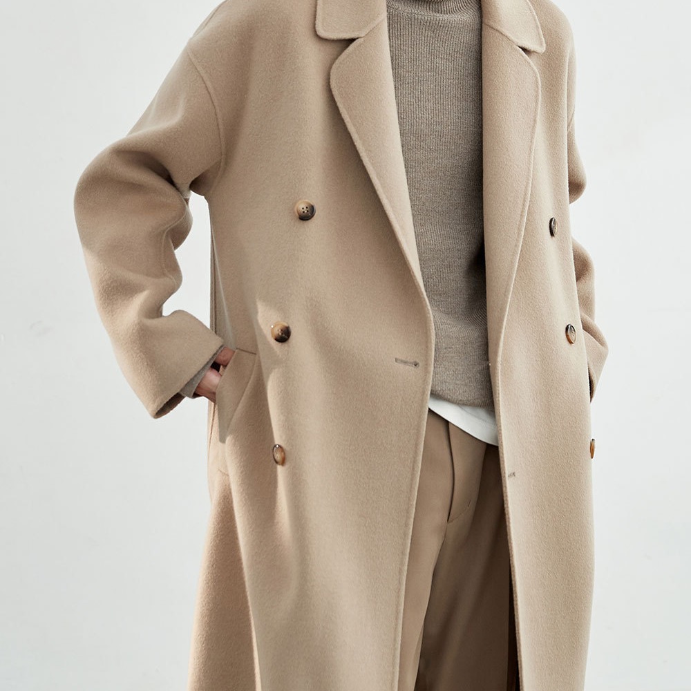 Long woolen double-sided woolen coat
