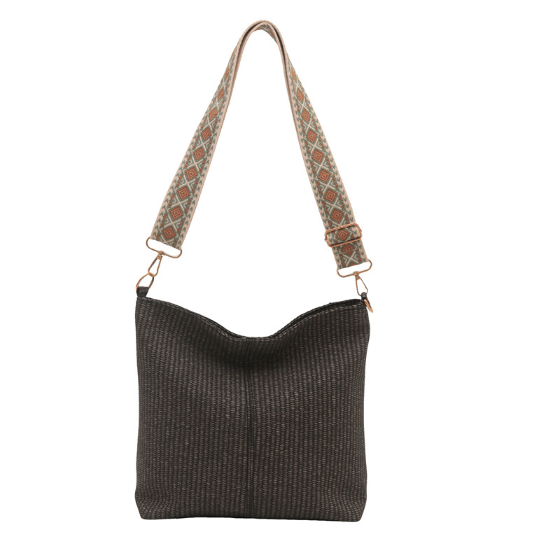 Bolso 2024 nuevo temperamento de verano de alto nivel de hombro bolso de balde de borde ancho de gran capacidad bolso de nicho de mujer