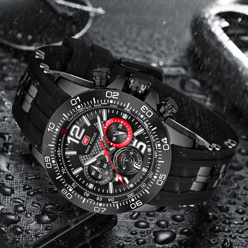 MINI FOCUS Men's Sports Watch Waterproof Quartz Multi-Function Night Light Men's Watch 0290G