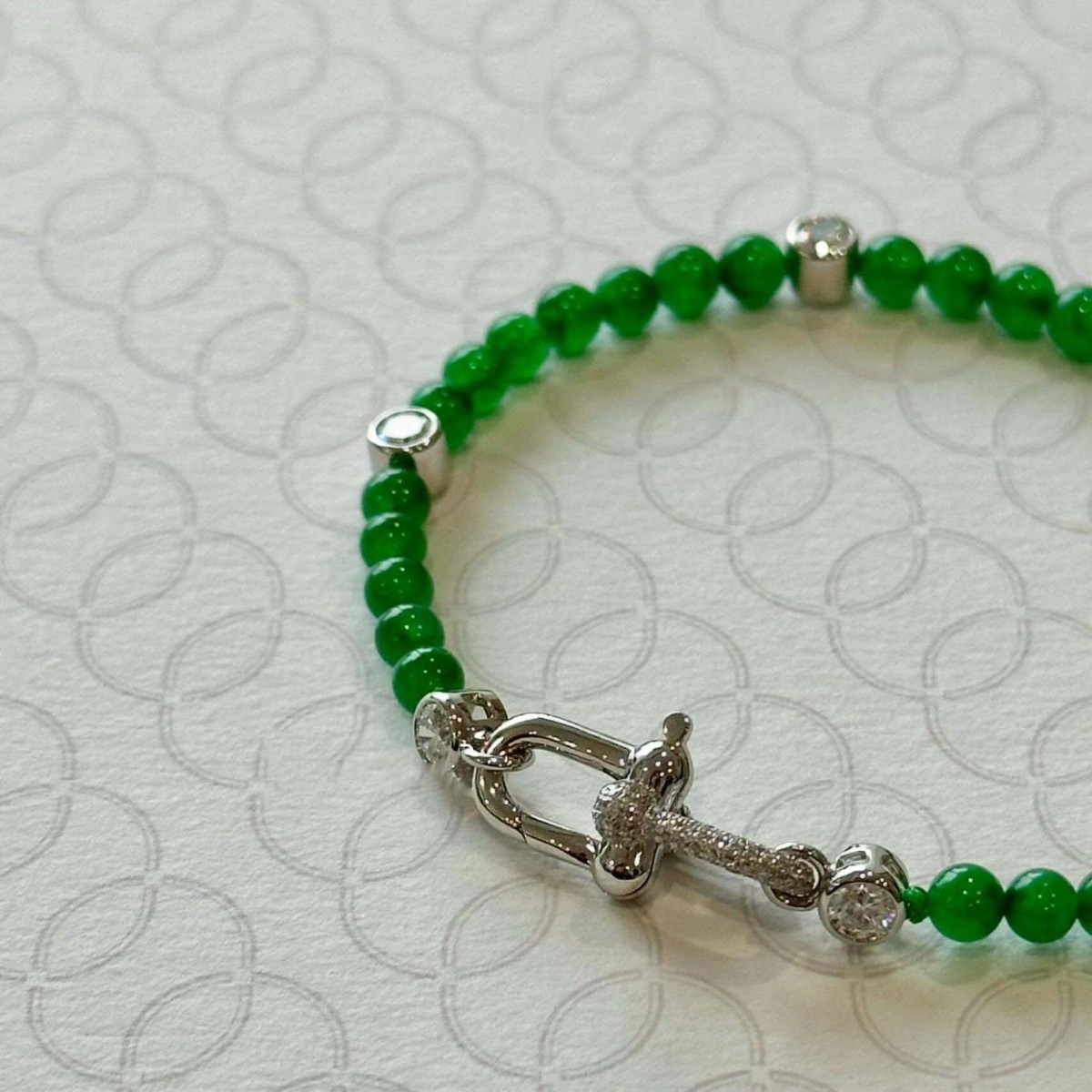 Xiaomi bead jade bracelet with horseshoe clasp, zircon spacer beads, decorative spacer beads, DIY necklace and bracelet accessories