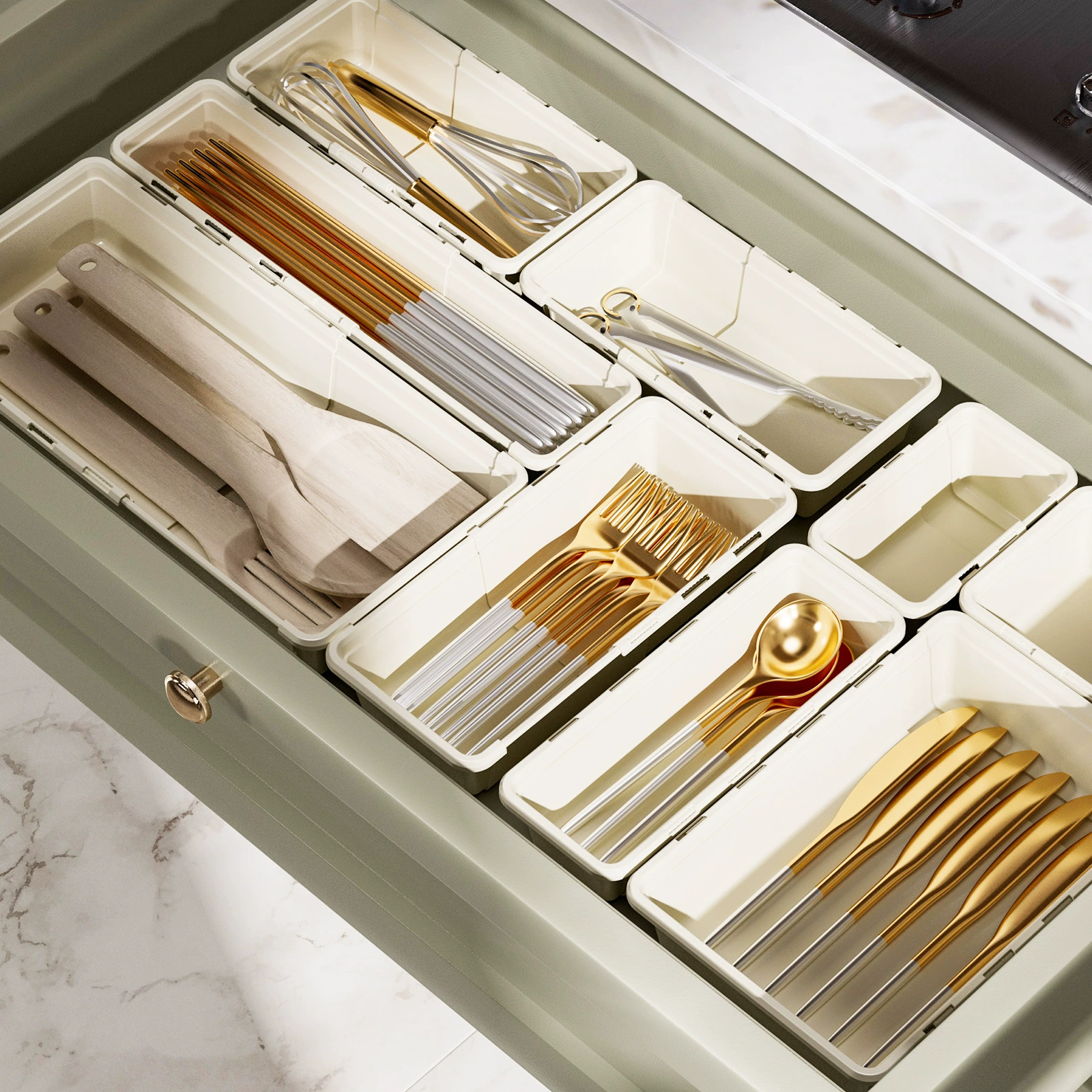 Telescopic storage box for boxes, chopsticks, plastic tableware