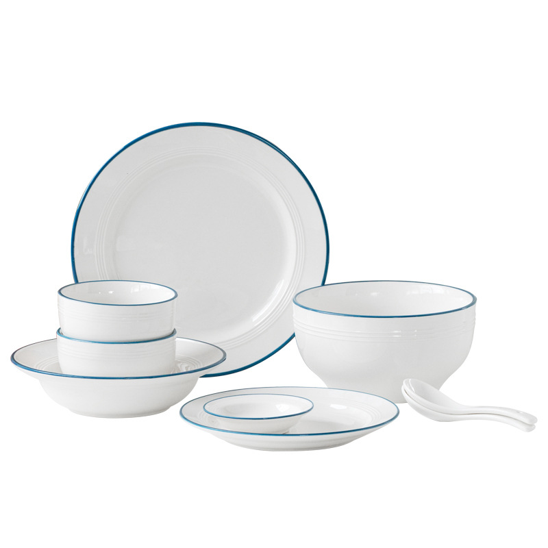 Pastoral simple ins estilo de cerámica de alta apariencia vajilla para el hogar tazón plato combinación plato tazón de arroz Gran Tazón de sopa