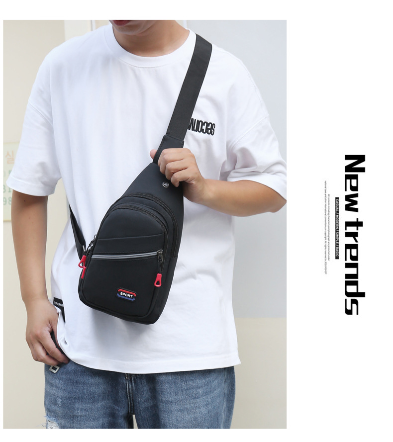 New high-quality waterproof nylon chest bag for men, simple and fashionable chest bag, large-capacity multi-layer crossbody bag, factory direct sales undefined
