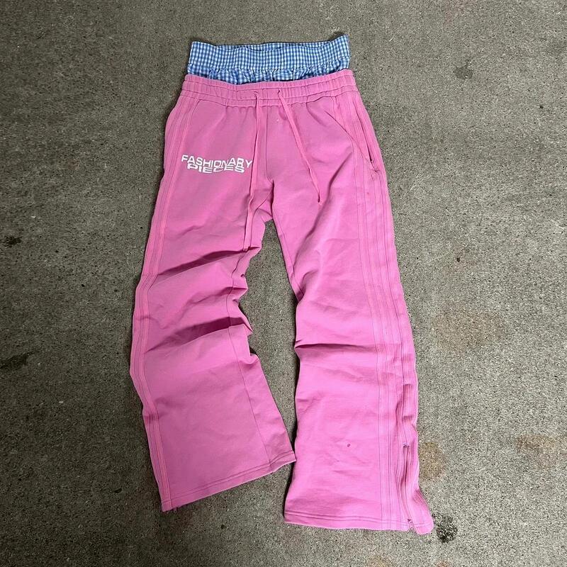 Popular High Street Hip-Hop Straight-Leg Pants for Men and Women, Y2K Harajuku Retro Striped Print Pants, Oversized American Casual Pants Popular High Street Hip-Hop Straight-Leg Pants for Men and Women, Y2K Harajuku Retro Striped Print Pants, Oversized American Casual Pants