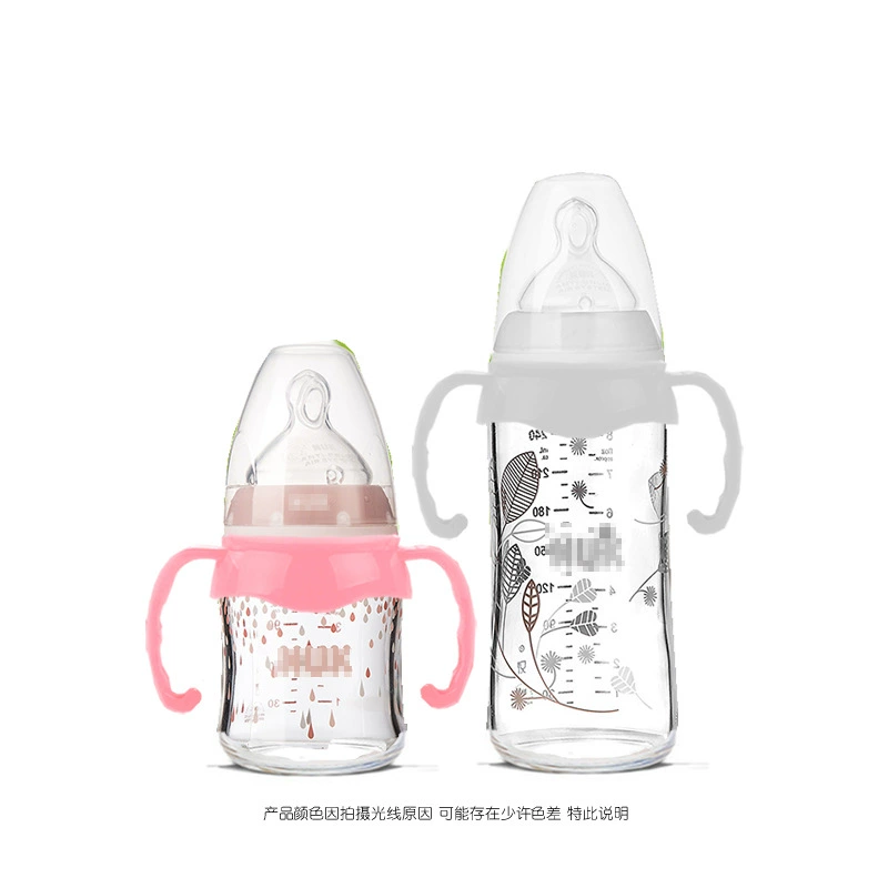 Handle, glass feeding bottle, pen, wide neck