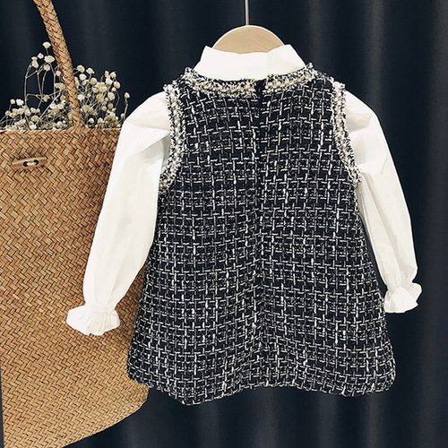  Spring and Autumn New Girls' Vest Skirts Baby Girls' Fashionable Small Fragrance Style Skirts Children's Autumn Clothes Y41