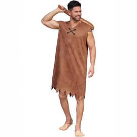 西方万圣节派对cosp服装成人男印第安土著装野人原始人舞台表演服