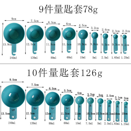5 pieces, 8 pieces, 9 pieces, 10 pieces measuring cup and measuring spoon set kitchen seasoning soup teaspoon measuring spoon cake baking measuring tool set
