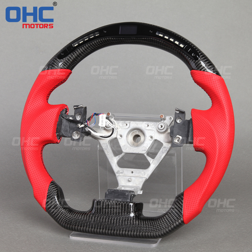 Suitable for Nissan 350Z perforated leather carbon fiber LED steering wheel red car modified steering wheel