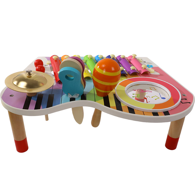 Instrumento Musical de Madera para Educación Temprana, Soporte Musical, Juego Cinco en Uno, Juego de Percusión para Niños, Juguetes Educativos Musicales para Bebés