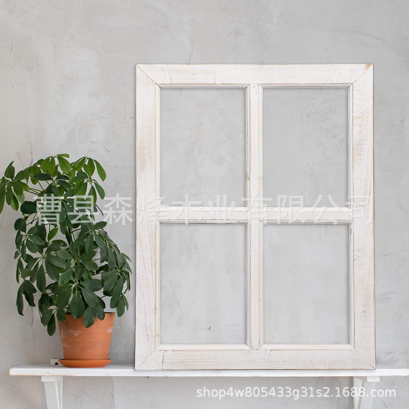 Cross-Border Wooden Retro Wall Wooden Frame Decoration Living Room Window Frame Old Photo Frame Wall Hanging Home Decoration