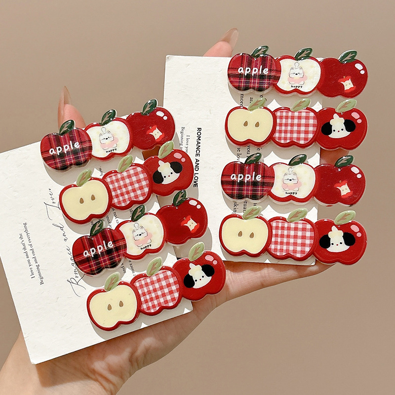 Cute anchor broca de cabello de manzana roja de alta calidad frente broca de cabello lateral broca de cabello de boca de pato tocado