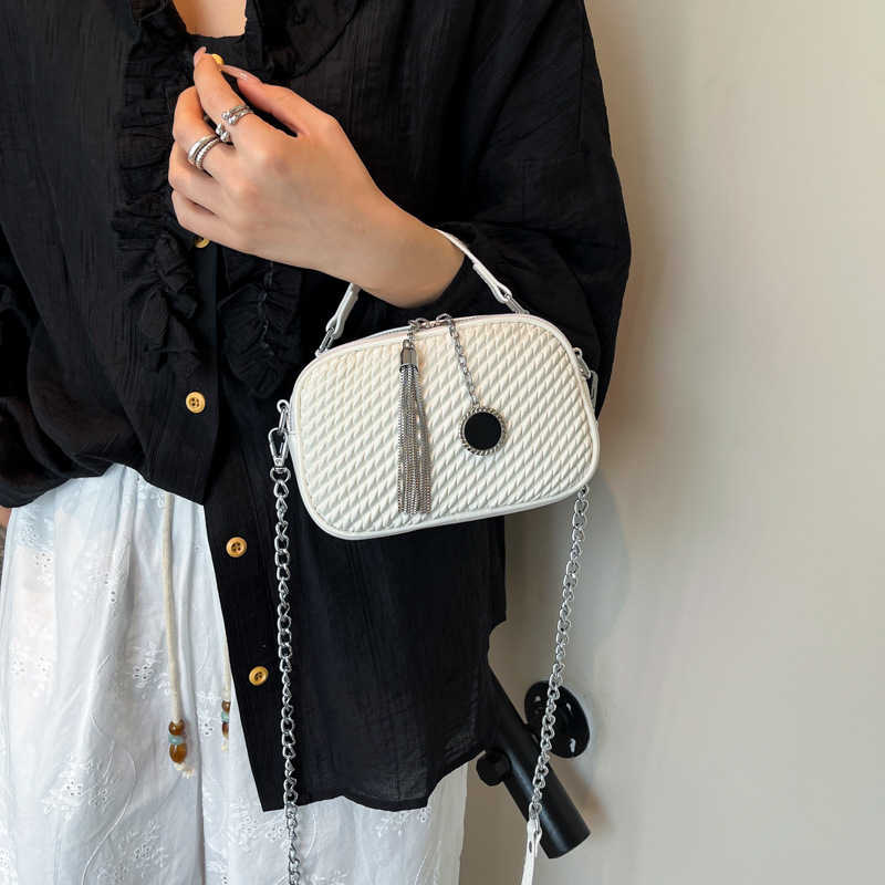 Bolso de cadena de textura transfronteriza 2025 verano nuevo bolso de hombro rombo de moda bolso de mensajero de mujer de estilo occidental