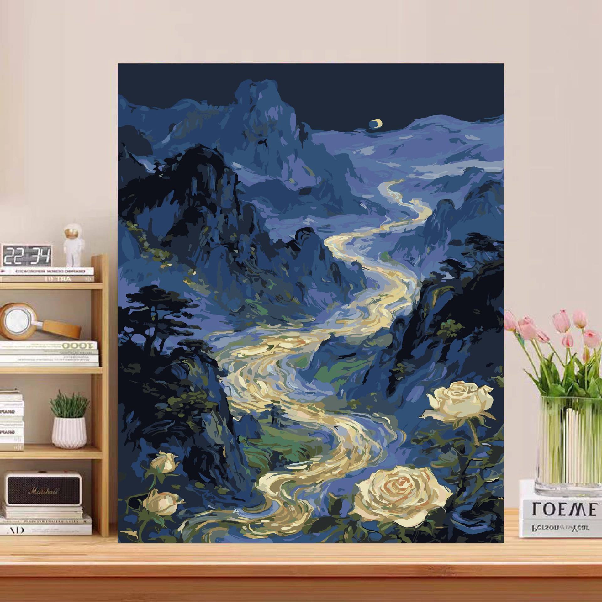 Miles de miles de paisajes antiguos pinturas al óleo digitales hechas a mano DIY relleno pintado acrílico decoración de aceite colgante regalo