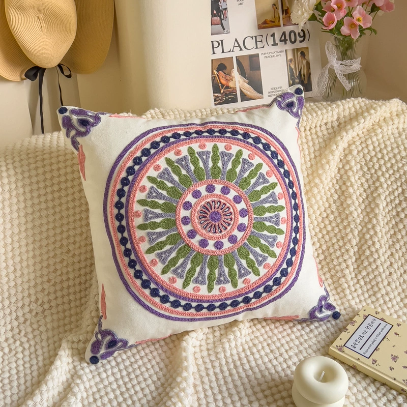 Towel, cloth for bed, tape, sofa, pillow, flowered, with embroidery