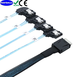 OCuLink PCI-Express SAS SFF-8611 4i转SATA 7P右弯服务器硬盘线