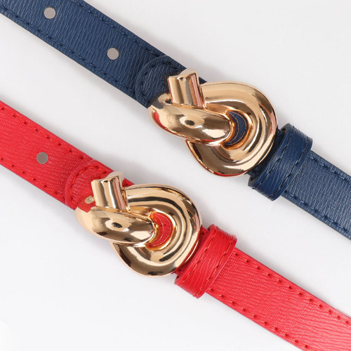 Stylish European and American-style high-end belt for women: alloy snap-button knotted waistband, decorative design for dresses, ladies' leather belt