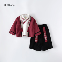 Boys' Hanfu Three-Piece Set with Spring and Autumn Style, Children's Chinese Style Suite, Little Boys' Ethnic Clothing QT-3970