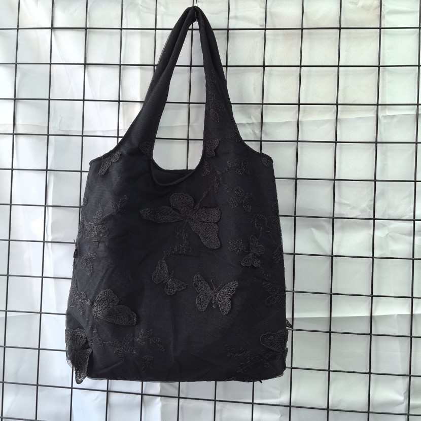 Bolsa de lona bordada bolsa de compras de malla bolsa de verano estudiante artístico clase de viaje Calle tiro bolsa de mano entrega de una pieza